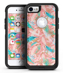 Teal and Coral Whispy Feathers - iPhone 7 or 8 OtterBox Case & Skin Kits