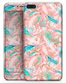 Teal and Coral Whispy Feathers - Skin-kit for the iPhone 8 or 8 Plus