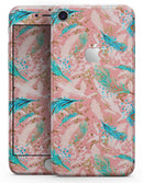 Teal and Coral Whispy Feathers - Skin-kit for the iPhone 8 or 8 Plus