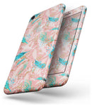 Teal and Coral Whispy Feathers - Skin-kit for the iPhone 8 or 8 Plus