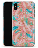 Teal and Coral Whispy Feathers - iPhone X Clipit Case