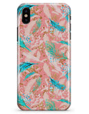 Teal and Coral Whispy Feathers - iPhone X Clipit Case