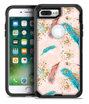 Teal and Croal Feathers Over Gold Strokes - iPhone 7 Plus/8 Plus OtterBox Case & Skin Kits
