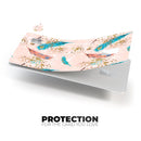 Teal and Croal Feathers Over Gold Strokes - Premium Protective Decal Skin-Kit for the Apple Credit Card