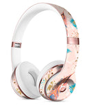 Teal and Croal Feathers Over Gold Strokes Full-Body Skin Kit for the Beats by Dre Solo 3 Wireless Headphones