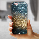 Teal and Gold Grungy Orbs of Light iPhone 6/6s or 6/6s Plus 2-Piece Hybrid INK-Fuzed Case