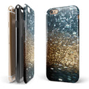 Teal and Gold Grungy Orbs of Light iPhone 6/6s or 6/6s Plus 2-Piece Hybrid INK-Fuzed Case