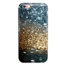 Teal and Gold Grungy Orbs of Light iPhone 6/6s or 6/6s Plus 2-Piece Hybrid INK-Fuzed Case