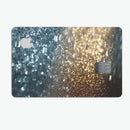 Teal and Gold Grungy Orbs of Light - Premium Protective Decal Skin-Kit for the Apple Credit Card