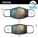 Teal and Gold Grungy Orbs of Light - Made in USA Mouth Cover Unisex Anti-Dust Cotton Blend Reusable & Washable Face Mask with Adjustable Sizing for Adult or Child