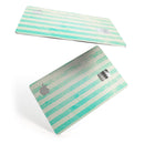 Teal and Green Grunge Vertical Stripes - Premium Protective Decal Skin-Kit for the Apple Credit Card