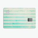 Teal and Green Grunge Vertical Stripes - Premium Protective Decal Skin-Kit for the Apple Credit Card
