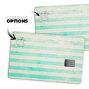 Teal and Green Grunge Vertical Stripes - Premium Protective Decal Skin-Kit for the Apple Credit Card