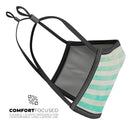 Teal and Green Grunge Vertical Stripes - Made in USA Mouth Cover Unisex Anti-Dust Cotton Blend Reusable & Washable Face Mask with Adjustable Sizing for Adult or Child
