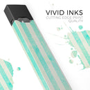 Teal and Green Grunge Vertical Stripes - Premium Decal Protective Skin-Wrap Sticker compatible with the Juul Labs vaping device