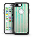 Teal and Green Grunge Vertical Stripes - iPhone 7 or 7 Plus Commuter Case Skin Kit