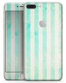 Teal and Green Grunge Vertical Stripes - Skin-kit for the iPhone 8 or 8 Plus