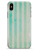 Teal and Green Grunge Vertical Stripes - iPhone X Clipit Case
