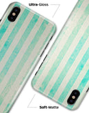 Teal and Green Grunge Vertical Stripes - iPhone X Clipit Case