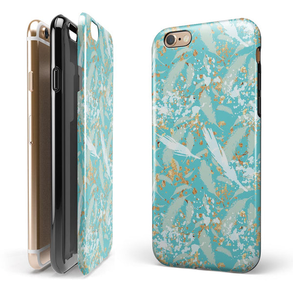 Teal and Orange Whispy Waterstrokes iPhone 6/6s or 6/6s Plus 2-Piece Hybrid INK-Fuzed Case