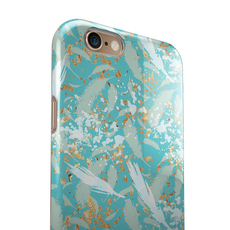 Teal and Orange Whispy Waterstrokes iPhone 6/6s or 6/6s Plus 2-Piece Hybrid INK-Fuzed Case