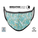 Teal and Orange Whispy Waterstrokes - Made in USA Mouth Cover Unisex Anti-Dust Cotton Blend Reusable & Washable Face Mask with Adjustable Sizing for Adult or Child