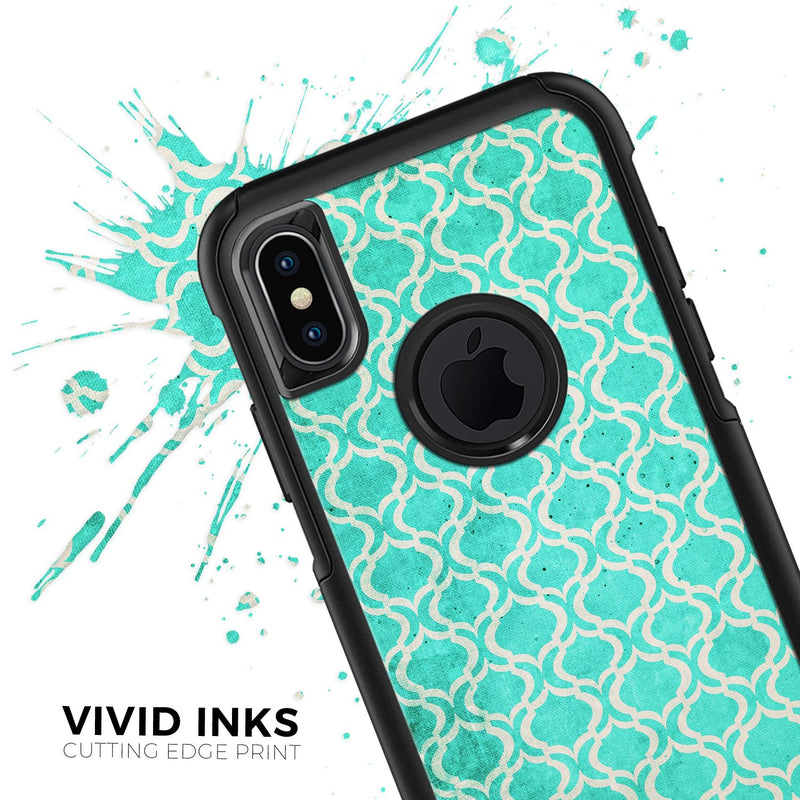 Teal and White Bubble Morrocan Pattern - Skin Kit for the iPhone OtterBox Cases
