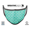 Teal and White Bubble Morrocan Pattern - Made in USA Mouth Cover Unisex Anti-Dust Cotton Blend Reusable & Washable Face Mask with Adjustable Sizing for Adult or Child