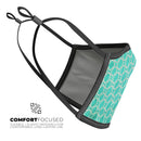 Teal and White Bubble Morrocan Pattern - Made in USA Mouth Cover Unisex Anti-Dust Cotton Blend Reusable & Washable Face Mask with Adjustable Sizing for Adult or Child