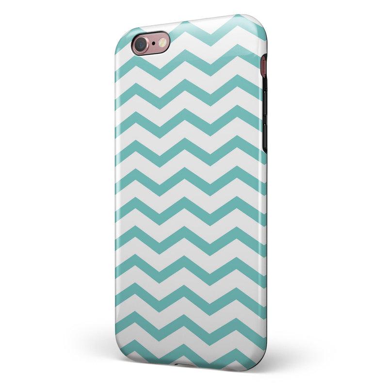 Teal and White Jagged Chevron iPhone 6/6s or 6/6s Plus 2-Piece Hybrid INK-Fuzed Case
