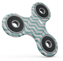 Teal and White Jagged Chevron Full-Body Fidget Spinner Skin-Kit