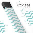 Teal and White Jagged Chevron - Premium Decal Protective Skin-Wrap Sticker compatible with the Juul Labs vaping device