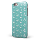 Teal and White Micro Anchors iPhone 6/6s or 6/6s Plus 2-Piece Hybrid INK-Fuzed Case