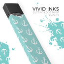 Teal and White Micro Anchors - Premium Decal Protective Skin-Wrap Sticker compatible with the Juul Labs vaping device