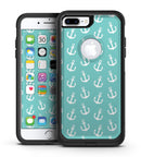 Teal and White Micro Anchors - iPhone 7 or 7 Plus Commuter Case Skin Kit