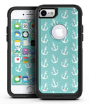 Teal and White Micro Anchors - iPhone 7 or 8 OtterBox Case & Skin Kits