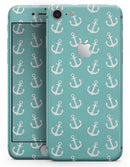 Teal and White Micro Anchors - Skin-kit for the iPhone 8 or 8 Plus