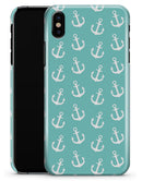 Teal and White Micro Anchors - iPhone X Clipit Case