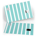 Teal and White horizontal Stripes - Premium Protective Decal Skin-Kit for the Apple Credit Card