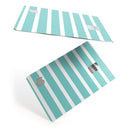 Teal and White horizontal Stripes - Premium Protective Decal Skin-Kit for the Apple Credit Card
