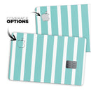 Teal and White horizontal Stripes - Premium Protective Decal Skin-Kit for the Apple Credit Card
