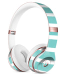 Teal and White horizontal Stripes Full-Body Skin Kit for the Beats by Dre Solo 3 Wireless Headphones