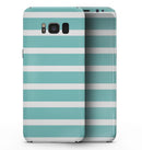 Teal and White horizontal Stripes - Samsung Galaxy S8 Full-Body Skin Kit