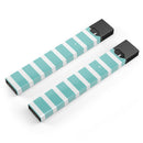 Teal and White horizontal Stripes - Premium Decal Protective Skin-Wrap Sticker compatible with the Juul Labs vaping device