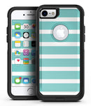 Teal and White horizontal Stripes - iPhone 7 or 8 OtterBox Case & Skin Kits
