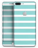 Teal and White horizontal Stripes - Skin-kit for the iPhone 8 or 8 Plus