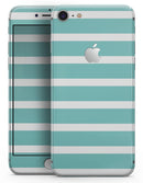 Teal and White horizontal Stripes - Skin-kit for the iPhone 8 or 8 Plus