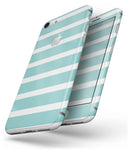 Teal and White horizontal Stripes - Skin-kit for the iPhone 8 or 8 Plus