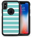 Teal and White horizontal Stripes - iPhone X OtterBox Case & Skin Kits