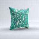 Teal and Yellow Beauty Product Icons ink-Fuzed Decorative Throw Pillow